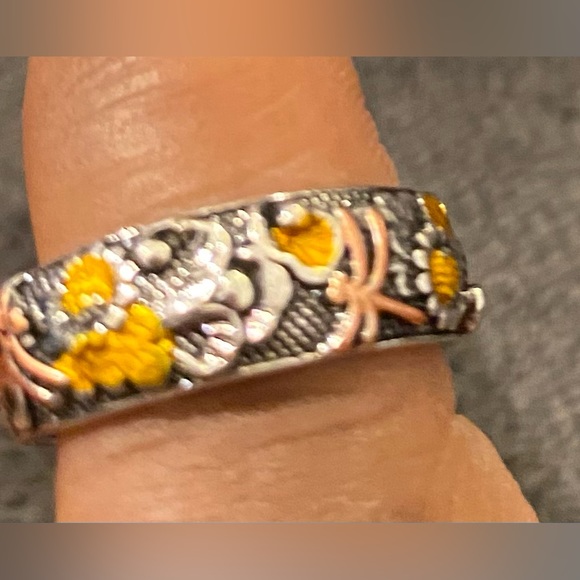 Vintage Retro Carved Colorful Ring-Size 7 - Picture 3 of 8